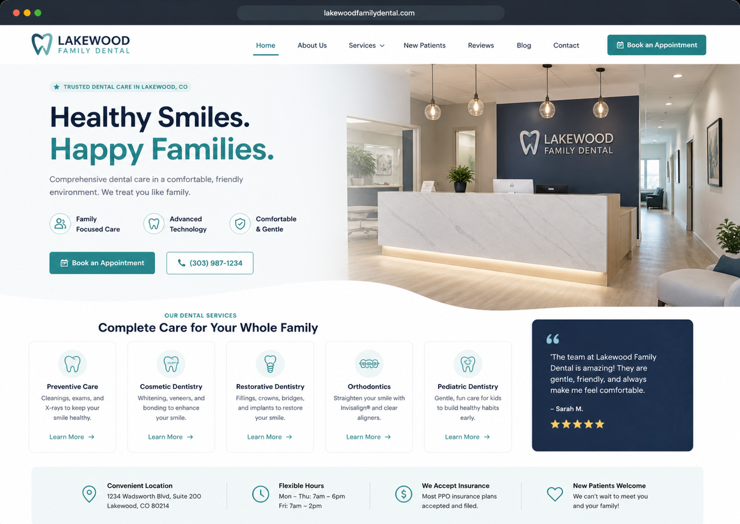 Lakewood Family Dental website